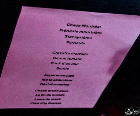 A pink sheet listing various musical performances and events.