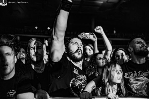 Crowd at a concert with raised hands, expressing excitement and enthusiasm.